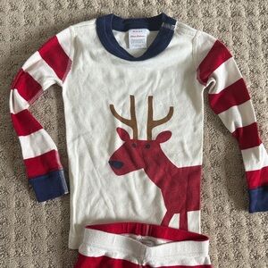 Hanna Andersson Red and White Reindeer Pajama Set